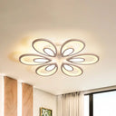 Contemporary Led Petal Flush Mount Light Fixture: 6/12/15 Lights Warm/White/Natural White Ceiling