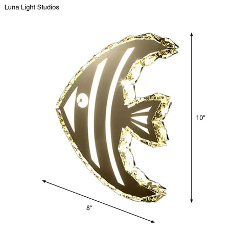 Contemporary Led Stainless-Steel Wall Sconce With Crystal Shade In Warm/White Light For Corridors