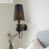 Contemporary Led Tapered Wall Sconce Light 6/8/10 Dia Fabric White/Black/Silver