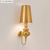 Contemporary Led Tapered Wall Sconce Light 6/8/10 Dia Fabric White/Black/Silver