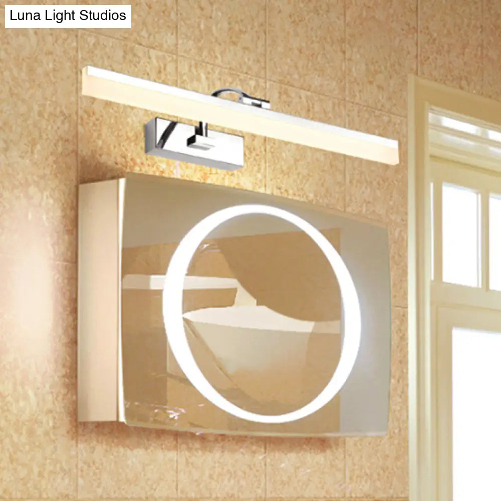 Contemporary Led Vanity Light Slim Acrylic Design Chrome Finish Wall Mounted Bathroom Lamp (16/19.5