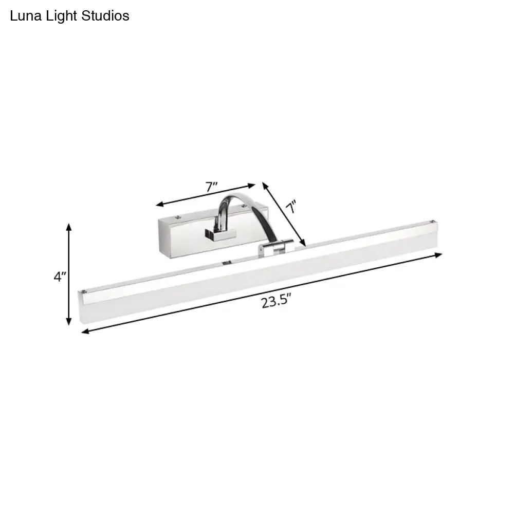 Contemporary Led Vanity Light Slim Acrylic Design Chrome Finish Wall Mounted Bathroom Lamp (16/19.5