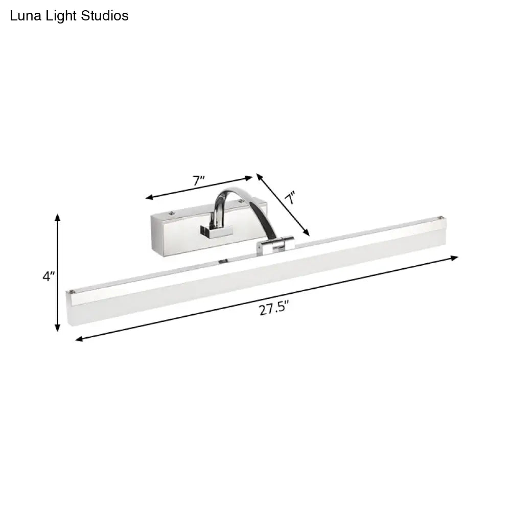 Contemporary Led Vanity Light Slim Acrylic Design Chrome Finish Wall Mounted Bathroom Lamp (16/19.5