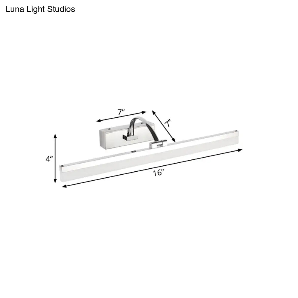 Contemporary Led Vanity Light Slim Acrylic Design Chrome Finish Wall Mounted Bathroom Lamp (16/19.5