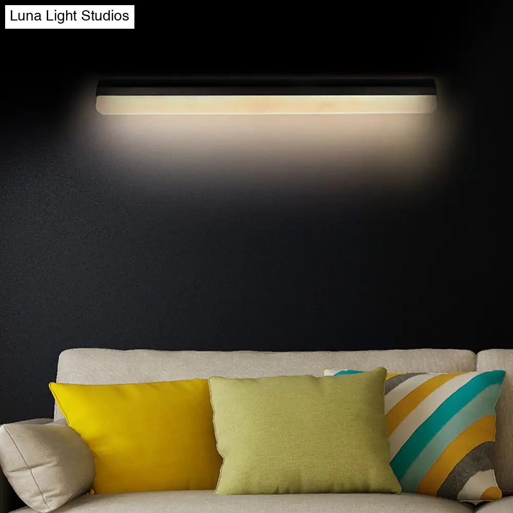 Contemporary Led Vanity Wall Sconce In White/Black Acrylic - 16/19.5/23.5 Wide