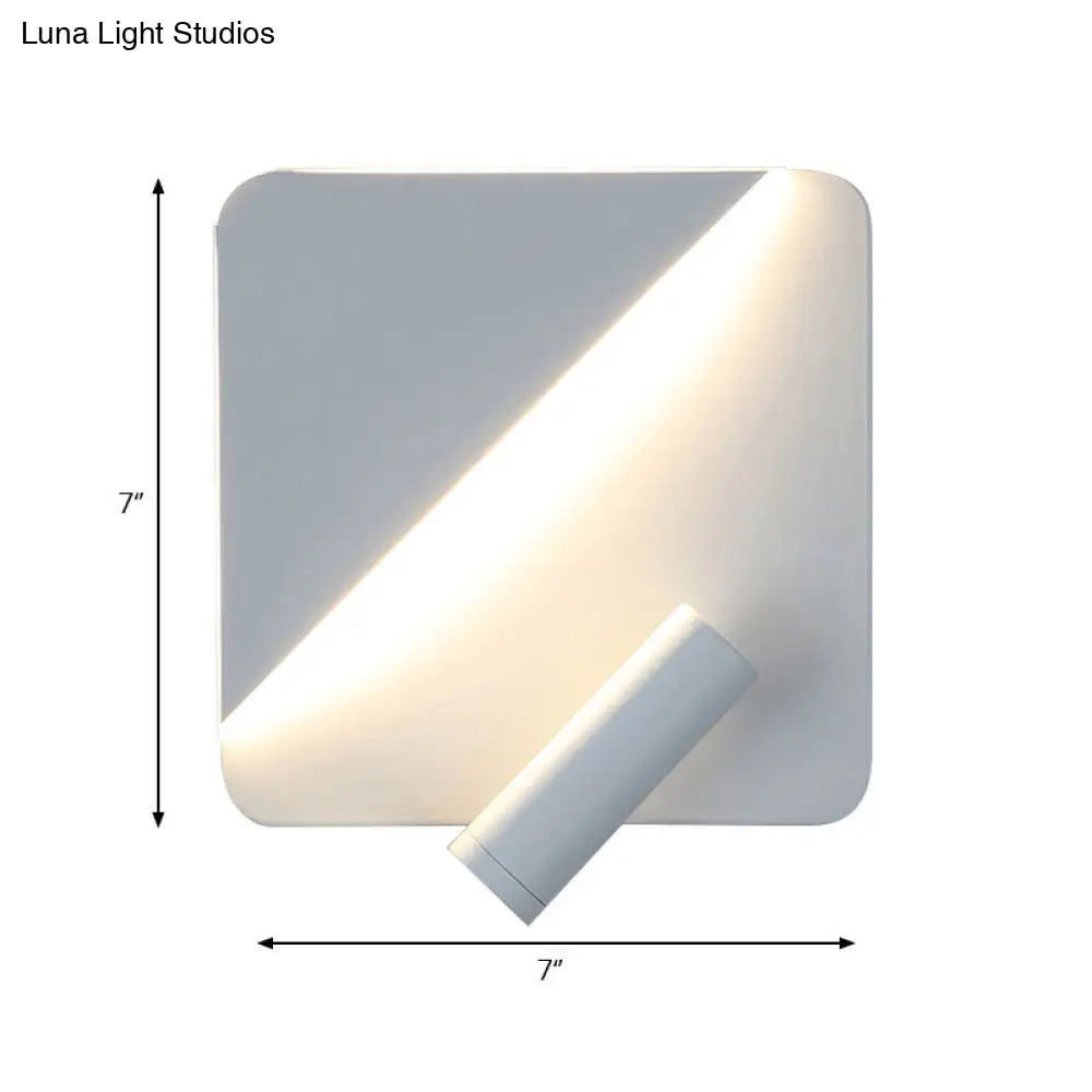 Contemporary Led Wall Lamp For Bedroom And Study With Black/White Metal Spotlight