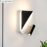 Contemporary Led Wall Lamp For Bedroom And Study With Black/White Metal Spotlight