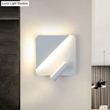 Contemporary Led Wall Lamp For Bedroom And Study With Black/White Metal Spotlight