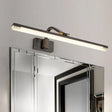 Contemporary Led Wall Lamp In Black/Brass With Curvy Arm - Metal Straight Vanity Sconce Black