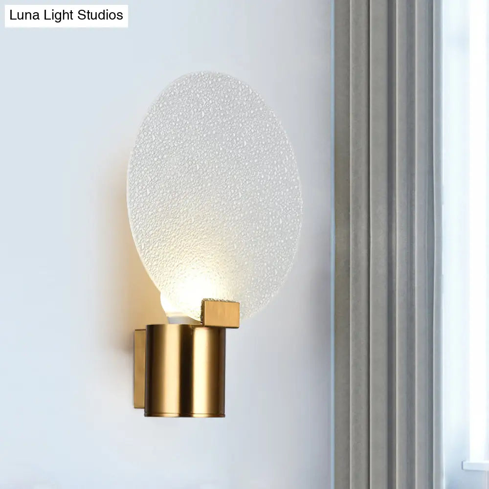 Contemporary Led Wall Mounted Lamp - Gold Round Design With Bubble Glass Shade