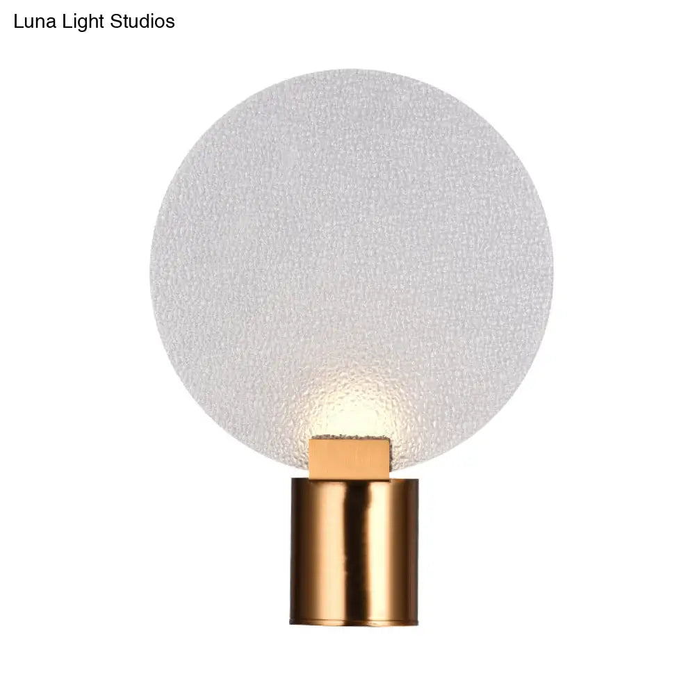 Contemporary Led Wall Mounted Lamp - Gold Round Design With Bubble Glass Shade