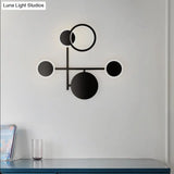 Contemporary Led Wall Sconce In Metallic Round Design - Black 2/3/4 Lights