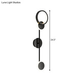 Contemporary Led Wall Sconce In Metallic Round Design - Black 2/3/4 Lights