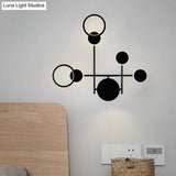 Contemporary Led Wall Sconce In Metallic Round Design - Black 2/3/4 Lights