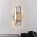 Contemporary Led Wall Sconce Lighting - Grey Oval & Round Design For Bedside