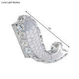 Contemporary Led Wall Sconce With Crystal Block Shade For Bedside Mounting