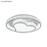 Contemporary Led White Ceiling Mount Fixture With Butterfly/Loving Heart Clear Crystal Blocks