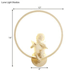 Contemporary Led White Wall Sconce With Angelic Boy Ring Design For Stairs