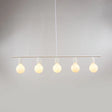 Contemporary Linear Metal Island Lighting With 5 Bulbs - White/Gold Finish Ceiling Lamp For Dining