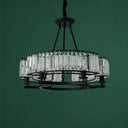 Contemporary Loop Chandelier With Crystal Prism Pendant Lighting - Ideal For Living Room 6 / Black