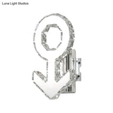 Contemporary Male Sign Wall Lamp - Crystal Block Led Hallway Lighting In Stainless Steel Warm/White