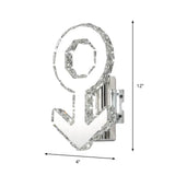Contemporary Male Sign Wall Lamp - Crystal Block Led Hallway Lighting In Stainless Steel Warm/White