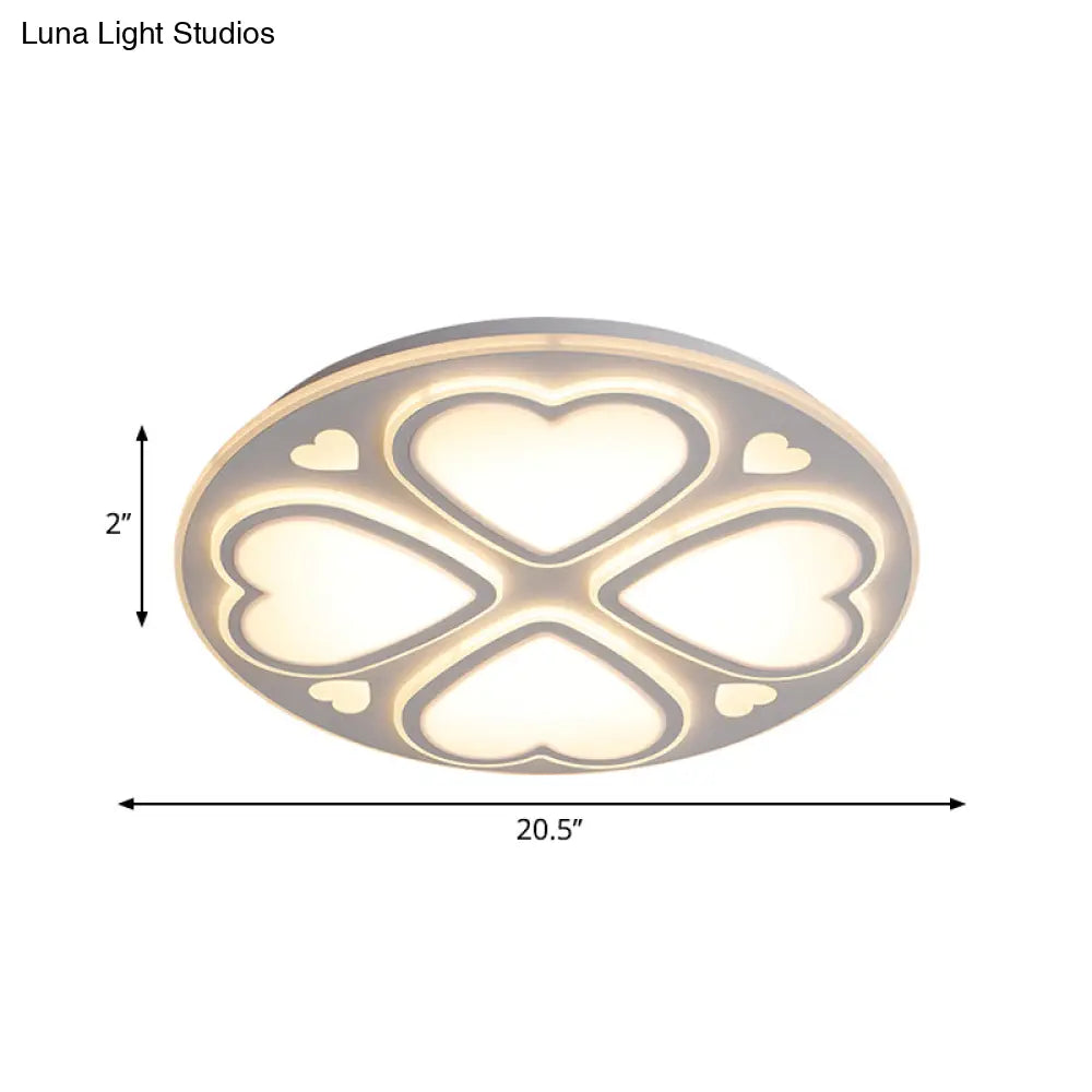 Contemporary Metal And Acrylic Clover Flush Mount Lighting - White Ceiling Lamp (16.5’/20.5’/24.5’)