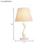 Contemporary Metal Bedside Lamp With Waving Nightstand Light Flaxen Fabric Shade And 1 Bulb