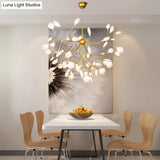 Contemporary Metal Branch Pendant Light With Led Suspension