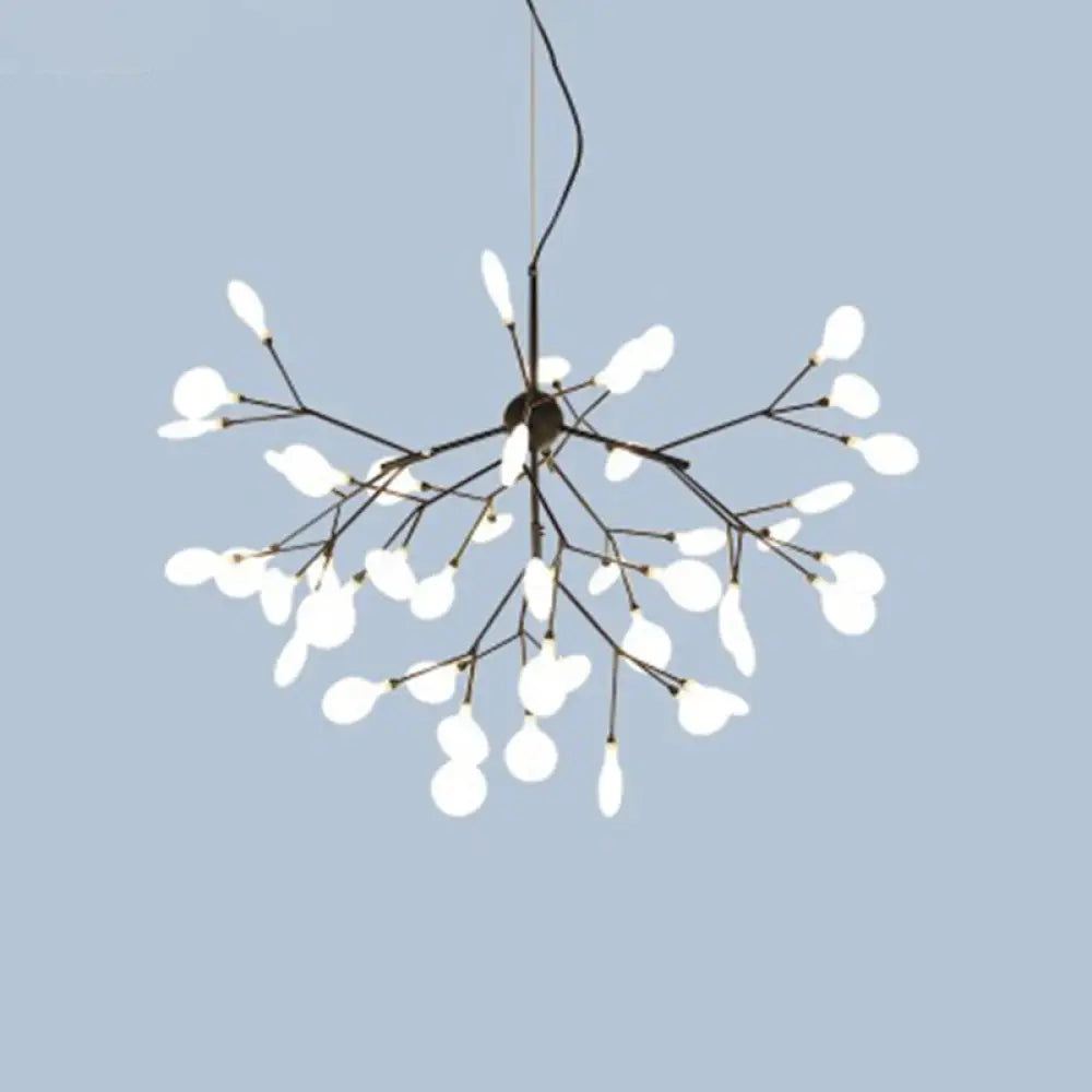 Contemporary Metal Branch Pendant Light With Led Suspension 45 / Black