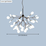 Contemporary Metal Branch Pendant Light With Led Suspension