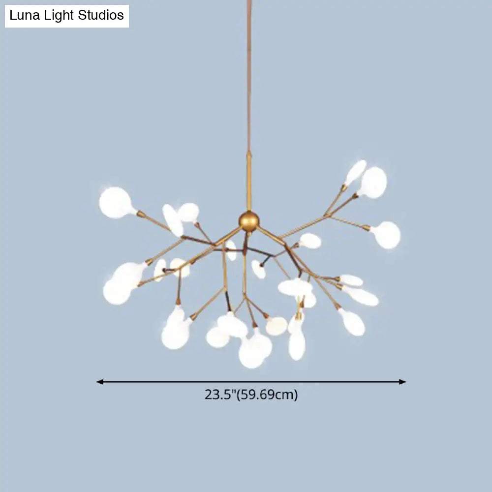 Contemporary Metal Branch Pendant Light With Led Suspension