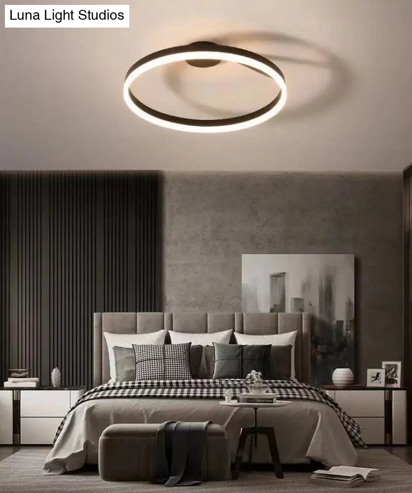 Contemporary Metal Ceiling Light Fixtures For Bedroom - Circular Semi Flush Mount Lighting