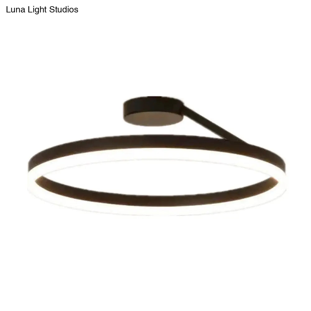 Contemporary Metal Ceiling Light Fixtures For Bedroom - Circular Semi Flush Mount Lighting