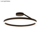 Contemporary Metal Ceiling Light Fixtures For Bedroom - Circular Semi Flush Mount Lighting