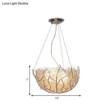 Contemporary Metal Chandelier Lighting With Glass Ball Shade - 2 Lights Silver Finish 16’/19.5’ Wide
