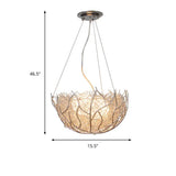 Contemporary Nest Metal Chandelier With 2 White Glass Ball Shade Lights - 16/19.5 Wide
