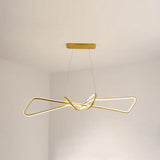 Contemporary Metal Dining Room Hanging Light Kit With Bowtie Led Island Lighting Gold / 32.5 Warm