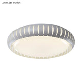 Contemporary Metal Doughnut Flush Lighting - White/Black Led Mount Fixture With Hollow - Out Design