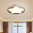 Contemporary Metal Five - Pointed Star Ceiling Light In Black & White - 19.5’/23.5’ Wide Led