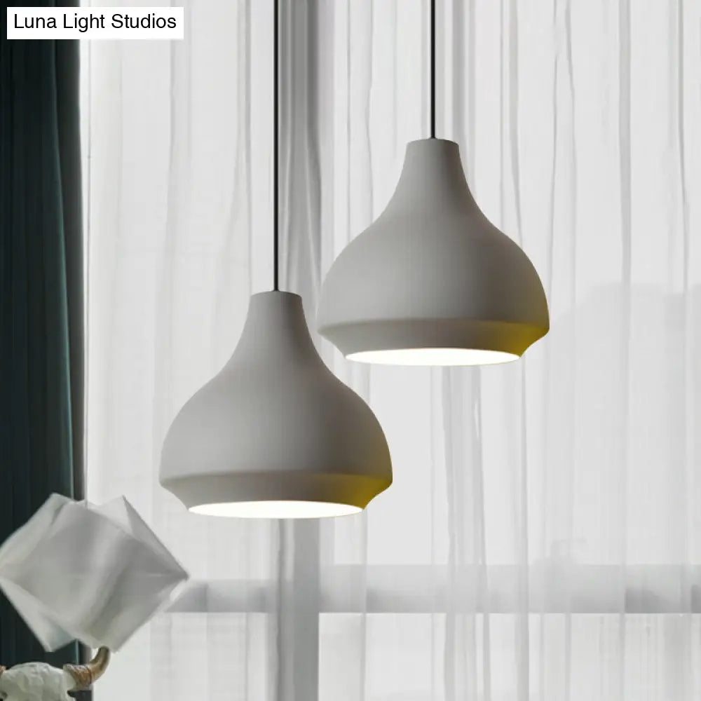 Contemporary Metal Gourd Pendant Ceiling Light - 1 Light - Grey/Black/Yellow