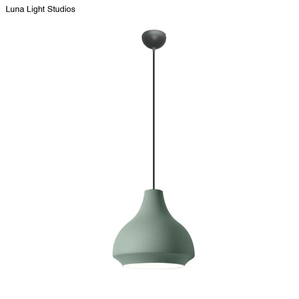 Contemporary Metal Gourd Pendant Ceiling Light - 1 Light - Grey/Black/Yellow