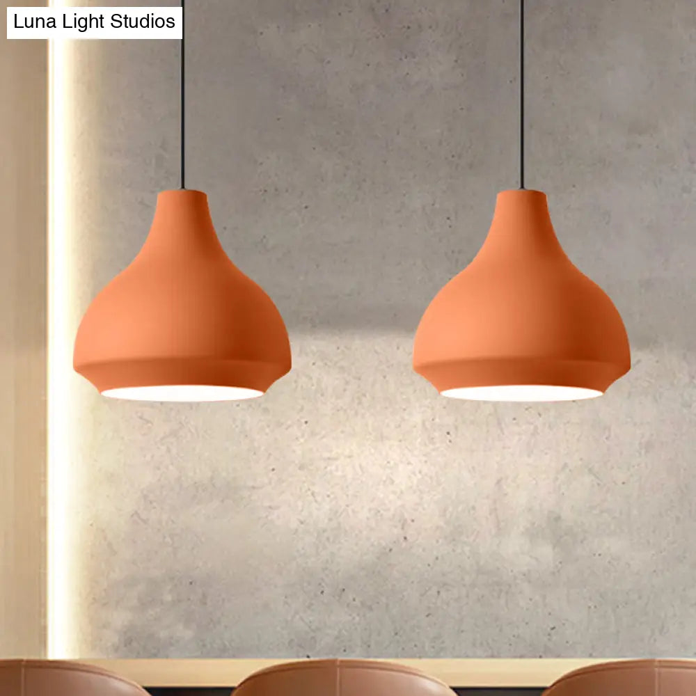 Contemporary Metal Gourd Pendant Ceiling Light - 1 Light - Grey/Black/Yellow