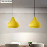 Contemporary Metal Gourd Pendant Ceiling Light - 1 Light - Grey/Black/Yellow