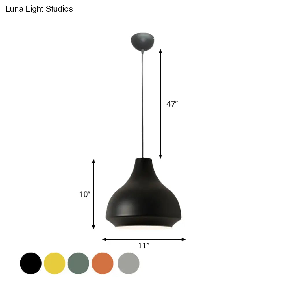 Contemporary Metal Gourd Pendant Ceiling Light - 1 Light - Grey/Black/Yellow