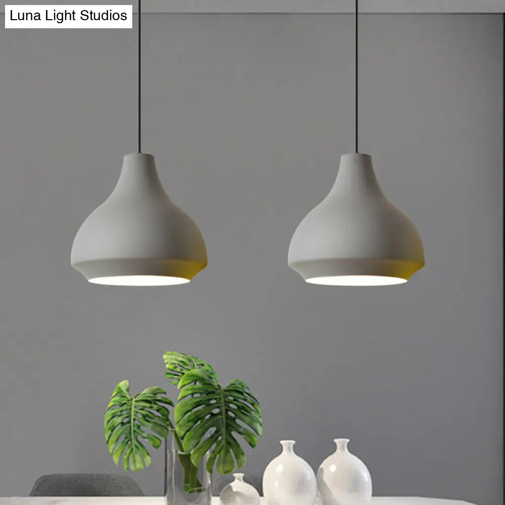 Contemporary Metal Gourd Pendant Ceiling Light - 1 Light - Grey/Black/Yellow