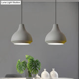 Contemporary Metal Gourd Pendant Ceiling Light - 1 Light - Grey/Black/Yellow