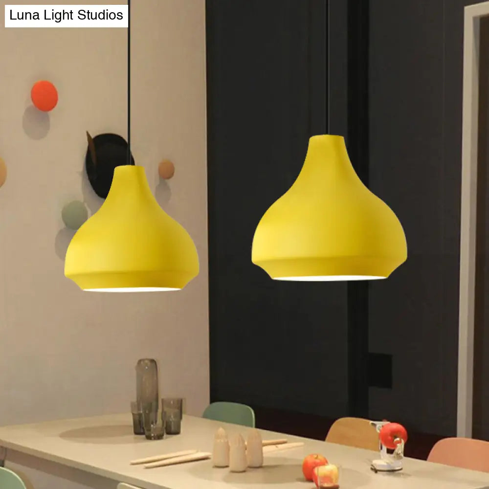 Contemporary Metal Gourd Pendant Ceiling Light - 1 Light - Grey/Black/Yellow