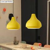 Contemporary Metal Gourd Pendant Ceiling Light - 1 Light - Grey/Black/Yellow