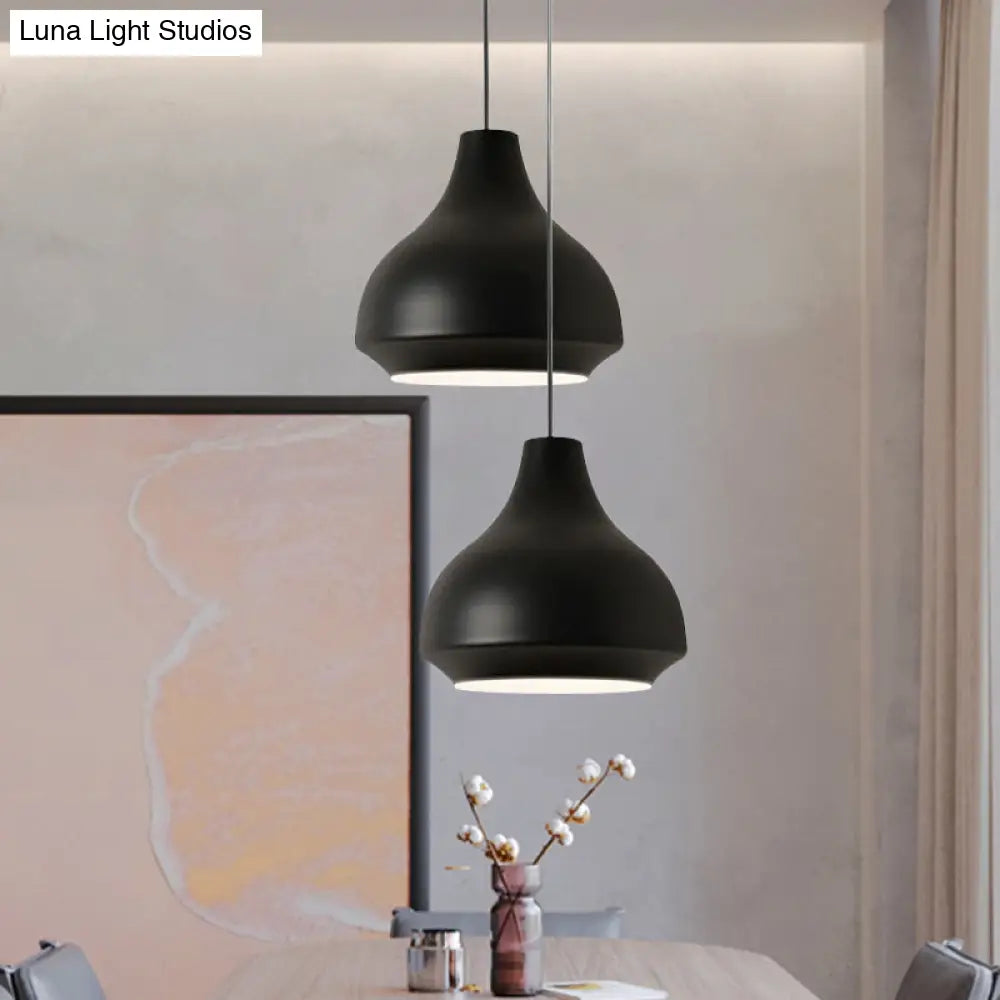 Contemporary Metal Gourd Pendant Ceiling Light - 1 Light - Grey/Black/Yellow